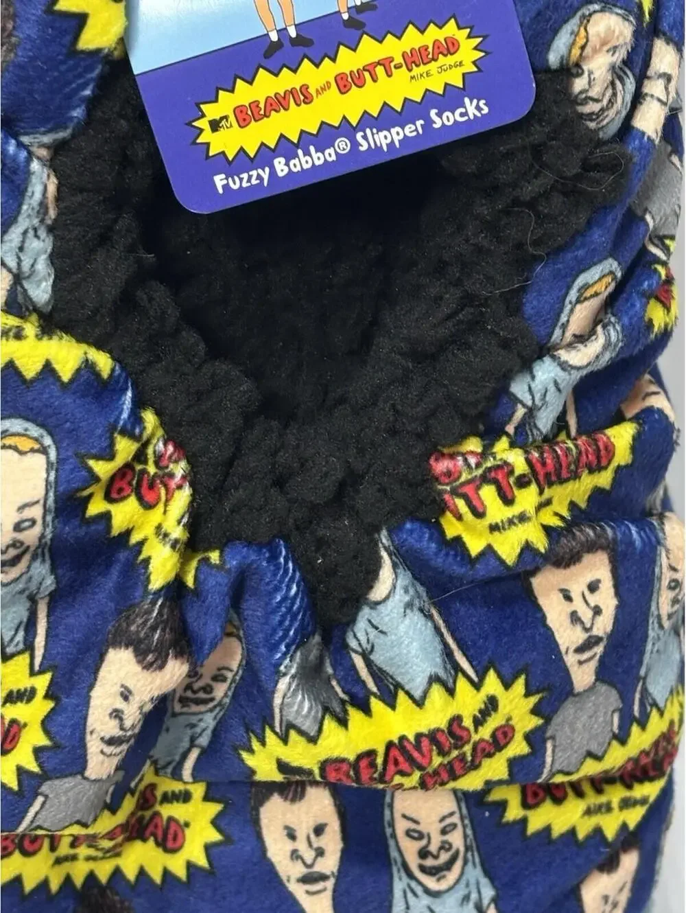 Beavis and Butthead Fuzzy Babba Slipper Socks Pair Size 10/12 -L /XL Men MTV NEW